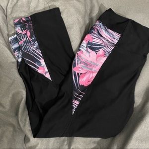 Black With Pink Design, Workout Leggings